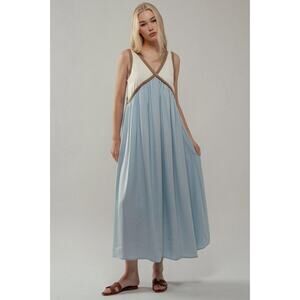 Urban Daizy Maisee Dress Women’s Large Maxi Colorblock Blue White Boho Flowy NWT